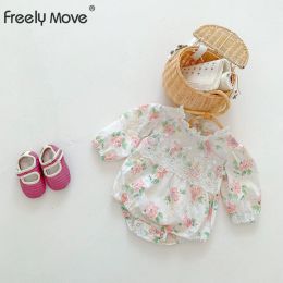 One-Pieces Freely Move Korean Style Infant Baby Girls Cotton Long Sleeve Flower Jumpsuit Toddler Baby Girl Rompers Summer Baby Girl Clothes