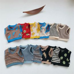 Coats Spring Autumn Baby Girls Vest Korean Children's Clothing Baby Boy Knitted Vest Sweater Infant Boys and Girls Sleeveless Sweater