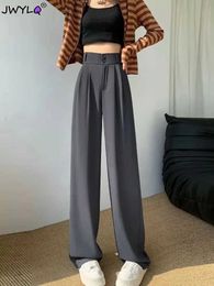 Kadınlar Kot High Bel 2 Düğme Takım Pantolon Kadın Bahar Sonbahar Uzunluğu Ofis İş Pantolonları Kore Moda Rahat Nefes Alabilir Bayanlar Pantolon Y240422