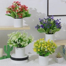 Decorative Flowers Artificial Plants Potted Bonsai Pant Grass Pot Ornament Fake Flower For Home Garden Decoration Wedding Party