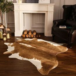 Carpet American style rug Imitation cowhide carpet room decor carpets for living room rugs house decoration mat for Bedroom floor mats T240422