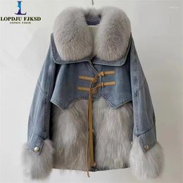 Women's Fur 2024 Faux Coat For Women Spliced Jacket Lace-up Long Overcoat Loose Thicken Warm High Quality Female Winter