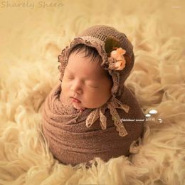 Blankets Born Baby Swaddle Wrap Pography Session Props Infant Boy Girl Po Shoot Hat Set Fotoshooting Prop Accessories