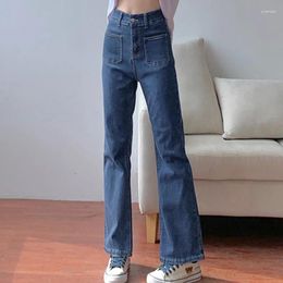 Women's Jeans Retro Micro-bladed Denim Spring And Summer Loose High-waisted All-match Student Straight Flared Long Pants