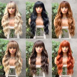 human curly wigs Hair wig womens wig head cover with long curly hair that can be flat or slanted bangs full set wig