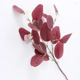 Decorative Flowers 1Pc Multicolor Artificial Eucalyptus Leaves Branch Simulation Green Plants Stems For Home Flower Arrangement Decoration