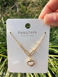 Pendants Natural Fresh Water Heart Shell Choker Necklace W/14K Gold Real Brass Chain For Women Lady Party Wedding Jewellery 2024 Gift