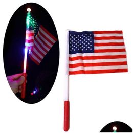 Banner Flags American Hand Led 4Th Of Jy Independence Day Usa Patriotic Days Party Flag With Lights Parade Accessory S Drop Delivery Dhgih