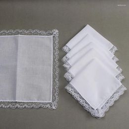 Bow Ties Women Plain Portable Lace Trim Handkerchief Washable DIY Napkin Pocket Hanky