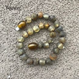 Strands Yoowei NEW Raw Amber Bracelet Necklace for Gift Adult HighEnd Unpolished Anklets Natural Baltic Green Amber Jewelry Wholesale