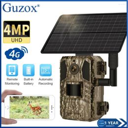 Guzox 4MP Outdoor 4G Trail Camera Wireless SIM Card Two Way Voice IP66 Waterproof Solar Battery Powered Hunting