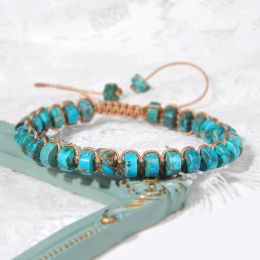 Strands Vintage Boho Natural Stone Bracelet 3x6mm Agates Tiger Eye Beaded Chakra Bracelets Bangles Adjustable Jewelry for Women Men Gift