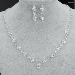 Necklace Earrings Set 2024 Fatpig Creative Chic Sliver Plated Rhinestone Crystal Earring Women Lady Jewelry For Bride Wedding Bridal