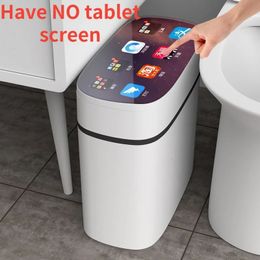 1316L Smart Sensor Trash Can Home Intelligent Waste Bin Rubbish Dustbin Kitchen USB Charging Touch Garbage Bucket 240408