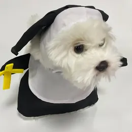 Dog Apparel Pet Costume Set Three-dimensional Modelling Nun Style Contrast Colour Dress Up Cosplay Halloween Transform Clothes One