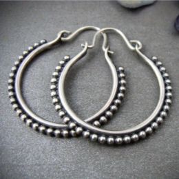 Earrings Vintage Tribal Silver Colour Hoop Contemporary Earring Unique Handmade Earrings Jewellery Gifts for Her