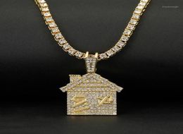 Hip Hop Bando Trap House Necklace Men Bling Bling Savage Pendant Necklace With Tennis Chain Female Out Link Chain Jewelry17166895