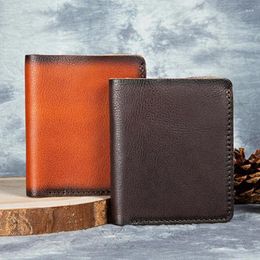 Wallets Fashion Cowhide Genuine Leather Short Purse For Men Casual Vintage Bifold Wallet Versatile Money Clips Clutch W204