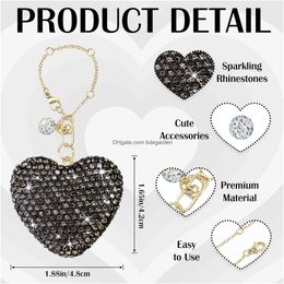 Keychains Lanyards Glitter Heart Shape Charm Accessories For Cup Water Bottle Chain /Simple Modern Tumbler With Handle Bling Cute Love Otf1U