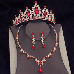 Necklaces Baroque Princess Crystal Bridal Jewellery Sets Women Bride Tiara Crowns Earring Necklace Wedding Jewellery Set Birthday