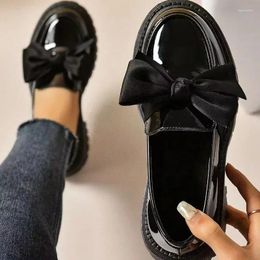 Dress Shoes Ladies 2024 Brand Loafers Women High Heels Classics Daily Pumps Bow Tie Round Toe Square Heel Slip On