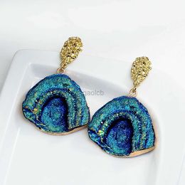 Dangle Chandelier AENSOA Vintage Abstract Simulated Natural Stone Dangle Earrings for Women Van Gogh Painting Star Geometric Volcanic Rock Earring d240323