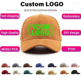 Ball Caps SLECKTON Custom Baseball Cap For Women And Men Fashion Design Brand LOGO Letter Embroidery Hats Corduroy Unisex Wholesale