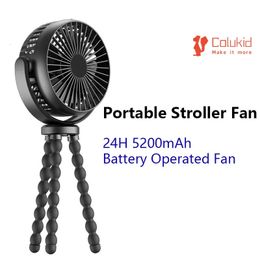 Portable Stroller Fan 48H 5200mAh Battery Operated Flexible Tripod Clip On Small for Baby Carseat Golf Cart 240415