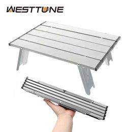 Camp Furniture WestTUNE Mini Camping Table Ultralight Portable Aluminum Outdoor Table Roll Folding Table for Backpack Picnic Barbecue Y240423