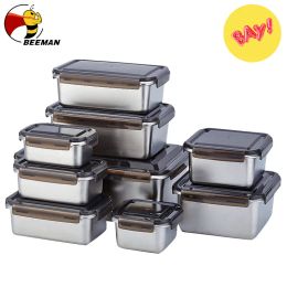 Boxes Beeman Stainless Steel Lunch Box with Sealed Lid Food Storage Containers Freezer Dishwasher Oven Safe for Bento Box Picnic