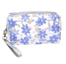 pvc transparent flower cosmetic bags waterproof portable makeup bags outdoor ultralight travel toiletry bag