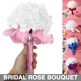 Decorative Flowers 1pc Rose Wedding Bouquet Bridal Bridesmaid Artificial Holding Supplies Fake