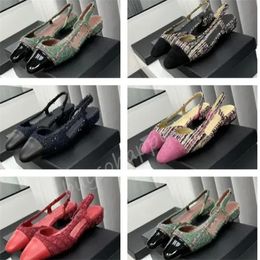 Tweed Shoes Designer Tweed leather Pumps Sandals Dress Shoes Tweed Leather Bow Ballet Flats Dance Shoe Fashion Women Quilted Sneakers Made Cap Toe Boat Shoe