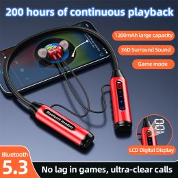 Headphones NEW 200Hours Playback Wireless Headphones Bluetooth Earphones Sports Waterproof Headset For Apple Xiaomi Huawei No Delay Earbuds