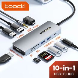 Hubs Toocki 5Gbps USB C Hub Type C to HDMIcompatible USB Adapter Audio Port Docking Station For MacBook Air M1 M2 USB Splitter USB 3