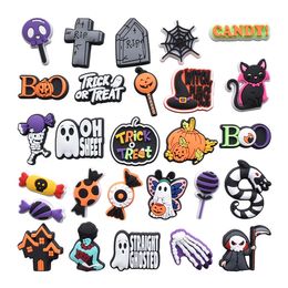 Anime charms halloween trick or treat ghost wholesale childhood memories funny gift cartoon charms shoe accessories pvc decoration buckle soft rubber clog charms