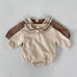 One-Pieces 024M Autumn Baby Clothes Sailor Collar Baby Girl Bodysuits Cotton Long Sleeve Infant Toddler boys Jumpsuits