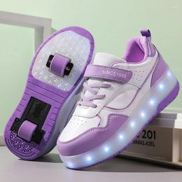 Walking Shoes Roller Skate Boys Girls Kids Gift 2 Wheels Sneakers Fashion Sports Casual Children Women Lighted Led Flashing Brand Boots
