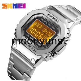skmei watch skmei 1456 Men G-Style Digital Watch Stainless Steel Chronograph Countdown Wristwatches Shock LED Sprot Watch skmei montre homm T200112 high quality