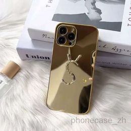 Luxury Plating Make Up Mirror Phone Case for iPhone 15 Pro Max Apple 14 13 12 11 X XS XR Plus Triangle P YL Golden Designer Phone