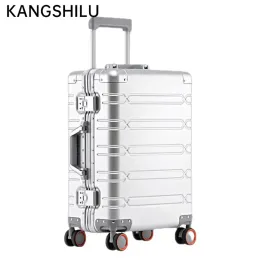 Luggage Aluminummagnesium Luggage KANGSHILU All Alloy Travel Suitcase Men's Business Rolling On Wheels Trolley Luggage CarryOns Cabin