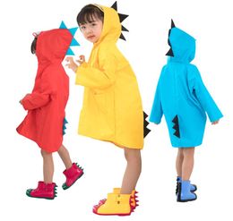 6 Colours Baby Rain Gear Cartoon Dinosaur Hooded Waterproof Poncho Rainwear for Kindergarten Student Raincoat Gift M10006669990