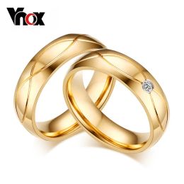 Bands Vnox Hot Wedding Bands Rings For Women Men GoldColor Stainless Steel Engagement Ring Jewellery