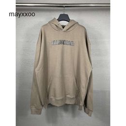 Balencigs Hoodies Hoodie Sweater High Version Paris b Family Adhesive Tape Paper Letter Printing Unisex Hooded Loose Casual Long Sleeved LW5J