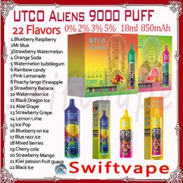 Authentic UTCO Aliens 9000 Puffs Disposable Vape 22 Flavors 18ml Prefilled Device 850mAh Type-C Rechargeable Battery MESH Coil 9K E Cigarettes
