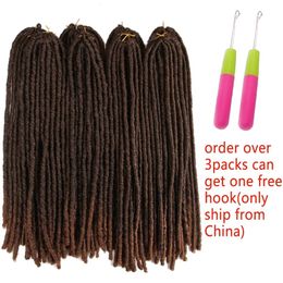 Human Hair Bulks Straight Crochet Braids Soft Faux Locs Braids Hair Dreadlocks Goddess Braids SOKU Ombre Brown Synthetic Braiding Hair For Women 230906