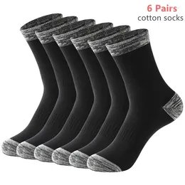 Men's Socks Plus Size 38-45 Winter Men Cotton Black Leisure Business Long Walking Running Hiking Thermal 6Pair 3pairs/lot