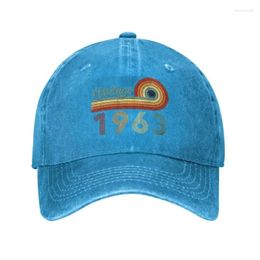 Ball Caps Fashion Unisex Cotton Vintage In 1963 Baseball Cap Adult 60 Years Old Gifts 60th Birthday Dad Hat Men Women Sun Protection