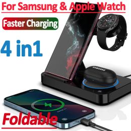 Chargers 4 In 1 Wireless Charger Stand Pad Fast Charging Dock Station for Iphone 14 13 Apple Watch Samsung 4 3 Watch iWatch AirPods Pro