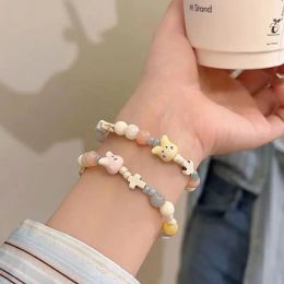 Strands Bead Bracelet Smiley Ceramic Bracelet Cute Sweet Little Fresh Woman Summer Colour Bracelet Star Smiley Bead Bracelet